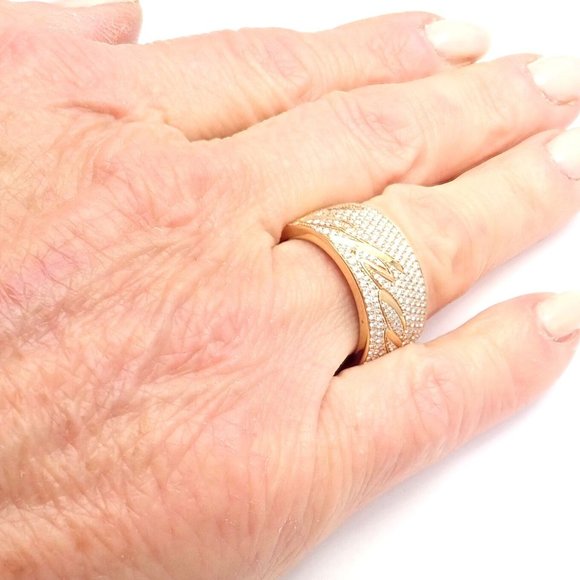 Chopard Chopardissimo 18k Yellow Gold Pave Diamond Signature Band Ring Box Paper - Picture 6 of 10